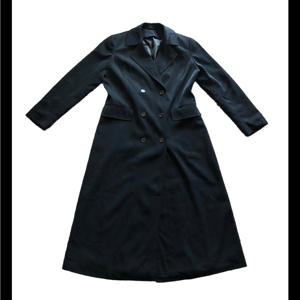 Elegant Black Double-Breasted Women's Coat M/L See Measurements